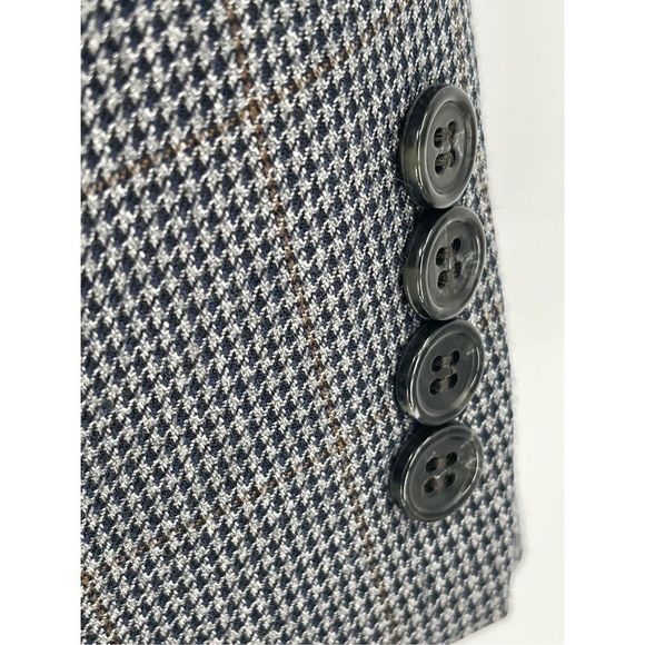 Izod Blazer Men's Size 40S Houndstooth Black Gray Brown 2 Button Sport Coat - Picture 11 of 13